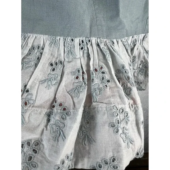 The Great Camelia Top Spaghetti Straps Size Large Tank Blue Cropped Eyelet NEW‎ - Picture 5 of 14